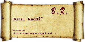Bunzl Radó névjegykártya